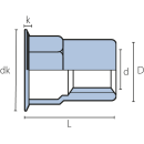 Blindnietmutter Stahl  M4  Kleiner Senkkopf Teilsechskant  geschlossen|0,5-3,0mm